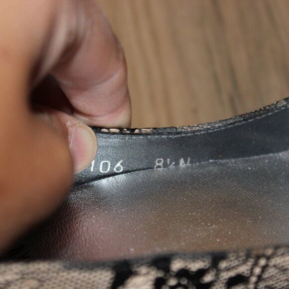 Stuart Weitzman Black & Brown Lace Peep Toe Pumps Heels Women's Size 8.5 - Picture 11 of 13